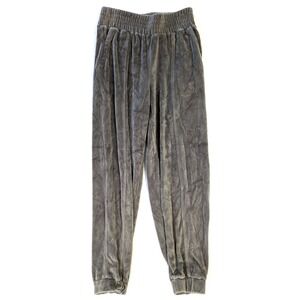 Flirtitude Active Gray Velour Jogger Pants Elastic Waist Soft Lounge Medium